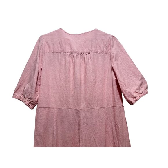 Madewell linen Puff Sleeves Jumpsuit Womens Medium Pink Straight Leg Button Down - Picture 10 of 16